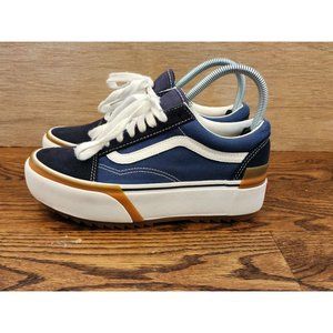 Vans old skool stacked navy true/ white platform shoes/ unisex. Man 5.5/women 7.